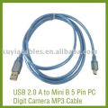 USB 2.0 A para Mini B 5 Pin PC Digit Câmera MP3 Cabo